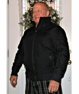 SPORTIER 1957 BLACK BOMBER MOTORCYCLE CAFE RIDING JACKET MEDIUM W/ HOOD - $54.86 CAD