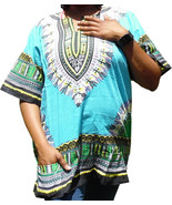Womens LIGHT BLUE Dashiki Shirt African Blouse Top Rap Rapper ~ FAST SHI... - $16.44 CAD