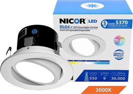 Dlg4-10-120-3K-Wh, A 4 Inch Led Gimbal Downlight Retrofit Kit From Nicor - £31.35 GBP
