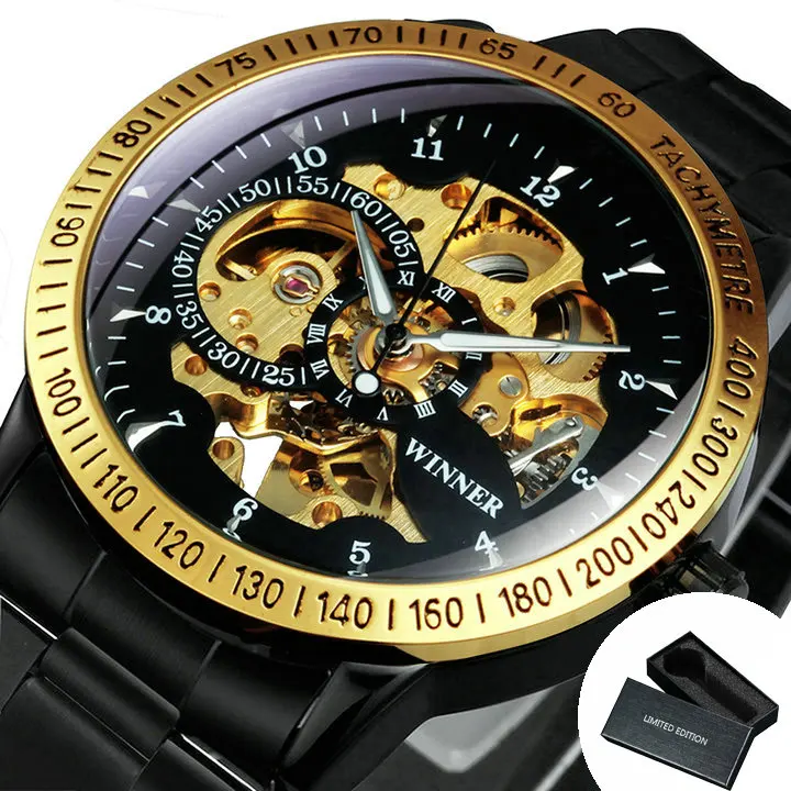 WINNER  Skeleton Watch for Men  Steam Automatic Mechanical    Stainless Steel St - £95.75 GBP