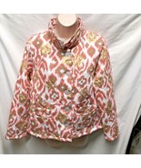 Sportelle Womens Sz M P Puffy Jacket Blazer Cotton BLend Orange Brown Wh... - £14.79 GBP