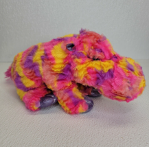 Rare Wild Republic Neon Rainbow Sparkle Hippo Plush Purple Pink Yellow Tie Dye - £15.42 GBP