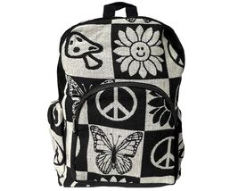 Mia Jewel Shop Hippie Pattern Large Backpack Trippy Print Adjustable Strap Cushi - £26.05 GBP