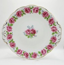 Vtg Lady Alexander Rose Handled Cake Plate Queen Ann Tea Rose Porcelain ... - $24.99