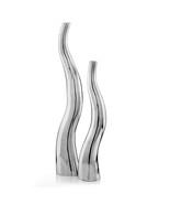 Set of Two Silver Aluminum Squiggly Table Vases - $2,901.48 MXN