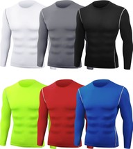 Men&#39;S Athletic Compression Shirts, Dry Athletic Workout Running, Hicarer 6 Pack. - £39.30 GBP