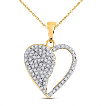 10kt Yellow Gold Womens Round Diamond Modern Heart Pendant 1/3 Cttw - £205.59 GBP