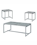 Jurgen 3Pc Coffee &amp; End Table Set , Faux Concrete Top &amp; Silver Finish - $5,282.96 MXN