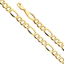 Dimaya 14k Yellow Gold 8.3mm Hollow Figaro 3+1 Bevel Men&#39;s 8.5 inch Bracelet - £695.19 GBP