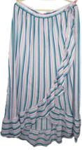 Time &amp; Tru Plus Size 3X Multi Stripe Faux Wrap Ruffle Flowy Swim Cover Up - £12.95 GBP