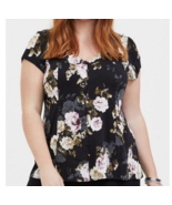 Torrid 1X Top Floral Blouse Button Front Lace Up Back Rayon Size 1 - $18.50