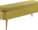 Avocado Green 42&quot; W Ball And Cast Upholstered Bench. - $180.94