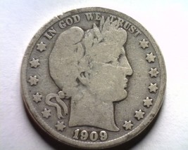 1909-S Barber Half Dollar Good+ G+ Nice Original Coin From Bobs Coins Fast Ship - £18.96 GBP
