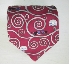 Guggenheim Museum Mod Italian Silk Tie Made in Italy Vintage Rare Print ... - $18.99