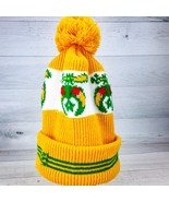 Vintage Masonic Shriner Thick Knit Winter Ski Hat w/ Pom-Pom Yellow Green - $29.09