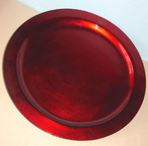 Gorham 13&quot; Round Red Large Serving Metal Tray Glossy Holiday Tradition New - £19.70 GBP