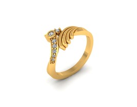 Yellow Gold Plated Bypass Ring For Womens White Diamond Engagement Ring - £74.82 GBP