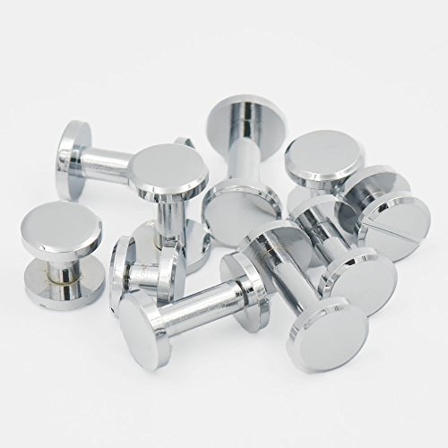 Bluemoona 10 Set - Brass Studs Screw nail 4 6 8 10 12 15 Chicago Chrome Button 4