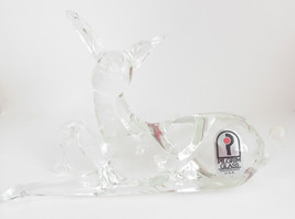Handblown Pilgrim Glass Company Handmade Art USA Clear Deer Wildlife Animal - £10.23 GBP