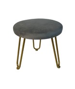 Small Ottoman Foot Stool with Modern Iron  Hair Pin Legs Gray Velveteen ... - $40.26 CAD