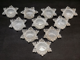 10 Partylite Crate &amp; Barrel Snowflake Tealight Frosted Glass Candle Holders - $64.32