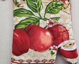 1 Printed Kitchen Oven Mitt (7&quot;x12&quot;) 3 &amp; HALF RED APPLES, with red back, AM - $7.91