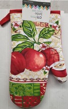 1 Printed Kitchen Oven Mitt (7&quot;x12&quot;) 3 &amp; HALF RED APPLES, with red back, AM - £6.32 GBP