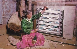 Postcard Native American Navajo Rug Weaver, Arizona - circa 1960s - $3.25