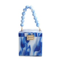Summer Handbag Women&#39;s Acrylic Clutch Evening Bag Box Shape  Chain Wedding Purse - £96.79 GBP