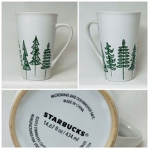 STARBUCKS 2015 Coffee Latte Christmas Pine Trees Tall Holiday Mug Cup 14.67 Oz - £17.36 GBP