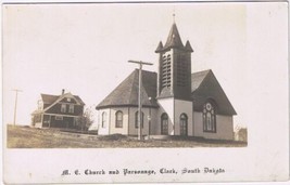 Postcard M E Church &amp; Parsonage Clark South Dakota CH Miller Clark Publisher - £8.03 GBP