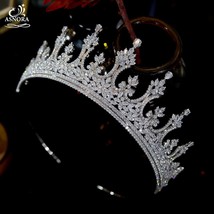 ASNORA European Royal Zircon Princess Tiara Crystal Headband Wedding Crown Bride - £82.71 GBP