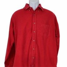 Lands End Mens Size Large Long Soft Flannel Red Cotton Long Sleeve Shirt - £17.90 GBP