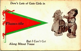 Dutch Comic Pennant Lots of Cute Girls In Plumville Pennsylvania PA DB Postcard - £11.12 GBP