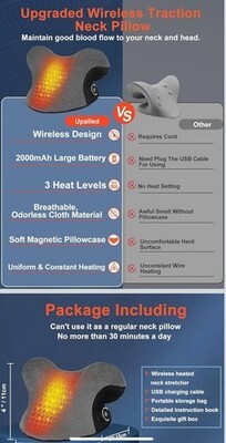 Wireless Heated Neck Stretcher for Pain Relief, Portable Cordless Item image 7