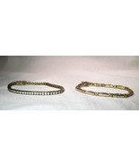 Sterling Silver 925 Diamond CZ Gold Vermeil Tennis Bracelets - Lot of 2 ... - £46.63 GBP