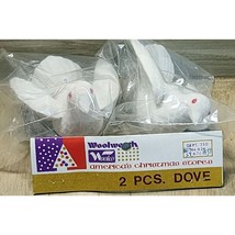 Vintage White Doves Christmas Ornaments Flocked Set Of 2 Woolworth See P... - €6,09 EUR