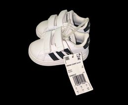 Adidas Grand Court 2.0 CF Toddler Shoes 4K White Black Stripes New With Box Baby image 2