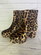 Urban Outfitters UO Olivia Leopard Print Platform Side Zip Boots Womens Size 8 - £36.01 GBP