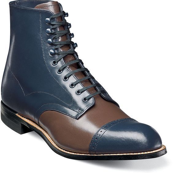 NEW Handmade Men's Brown Blue Lace Up boot, Men's Leather Cap Toe Formal Boot