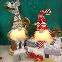 2 Pack Lighted Christmas Gnomes With Dangling Legs, 19.5Inch Handmade Plush Scan - £32.76 GBP