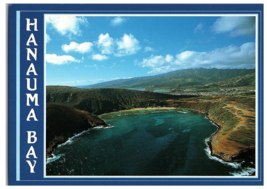 Aerial View Hanauma Bay Hawaii Oahu  Postcard 4 x6 1985 - £5.41 GBP