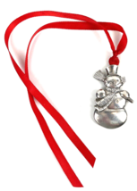 Vintage Lunt Snowman Christmas Ornament Silver Silversmith CH212 2.5&quot; - $23.00