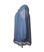 AB STudio XL Blue Peasant Blouse Crochet Hem - $16.66