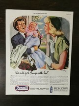 Vintage 1947 Rexall Drugs Family with Baby Full Page Original Color Ad - £5.19 GBP