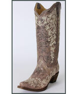 Ladies Corral Boots A1094 Brown Distressed Leather~Ivory Embroidery~Snip... - $226.00