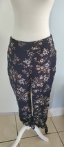 MAISON JULES Size M Navy Floral Pull-on Woven Tie Cuff Jogger Pants NWT - $18.00