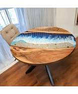 Round Epoxy Beach Tabletop – Artistic Ocean Design Coffee / Dinning Table - $279.85+