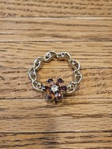 Silver Tone Circle Pink Flower Brooch Pin/Pinback 1.5&#39;&#39; Vintage  - €8,55 EUR