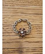 Silver Tone Circle Pink Flower Brooch Pin/Pinback 1.5&#39;&#39; Vintage  - €8,56 EUR